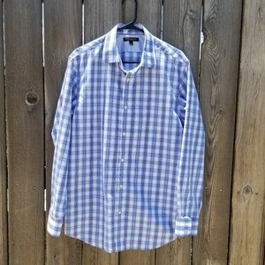 Banana Republic Blue & White Plaid Dress Shirt